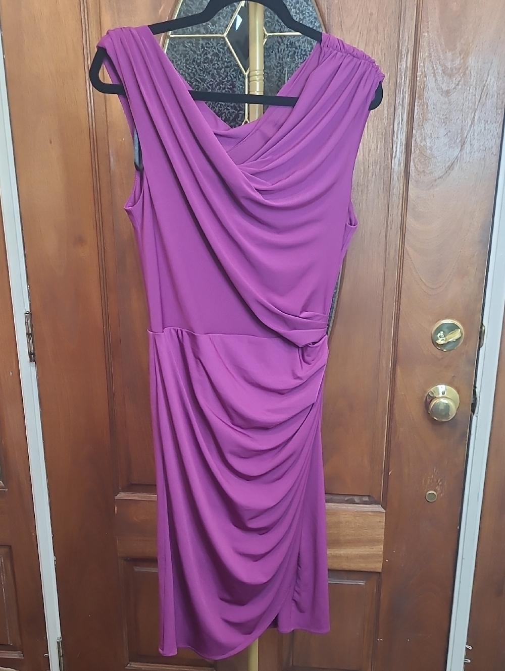 Boston Proper Draped Sleeveless Midi Dress in Orchid Purple